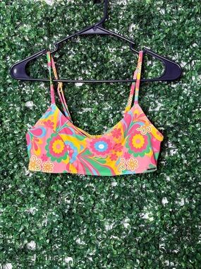 Blackbough Floral Multicolor Bikini Top - Pink, Yellow, Green, Blue